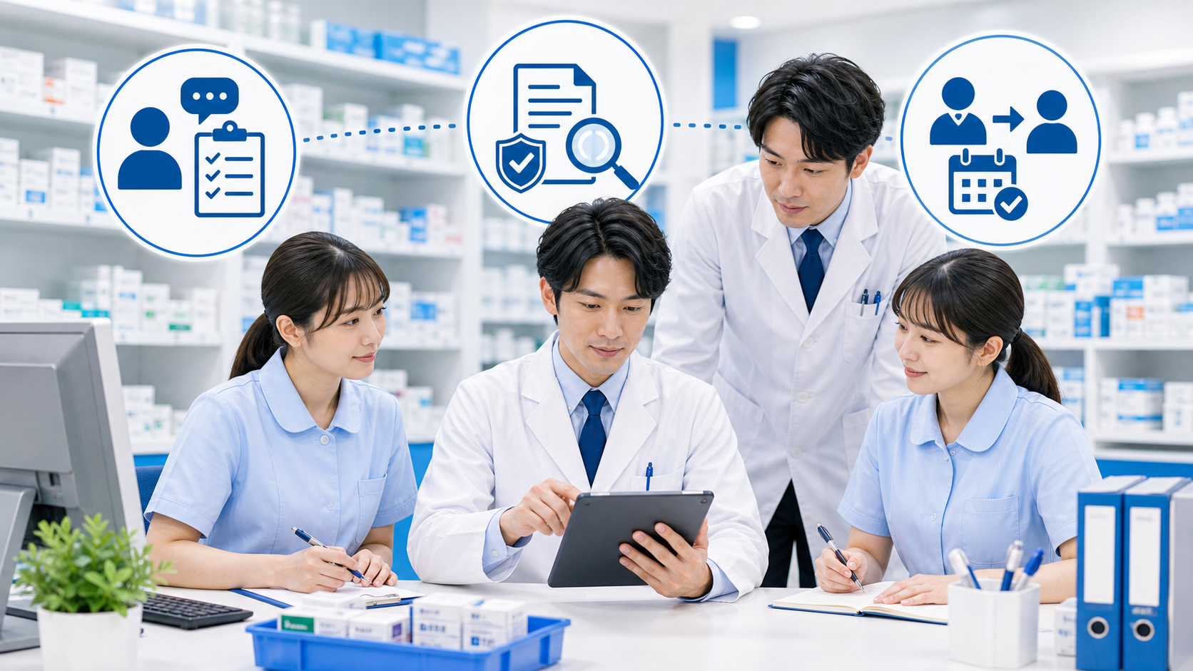 薬局で問い合わせ対応を事実、確認先、次の対応の3点で残すサムネイル画像