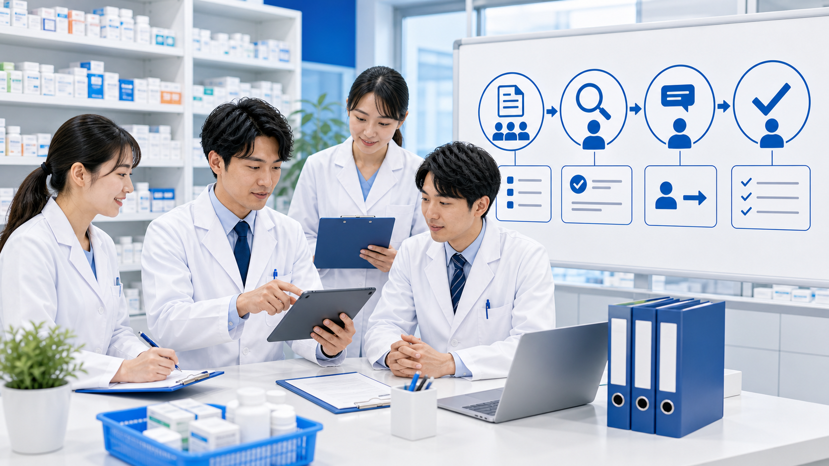 薬局の問い合わせ対応を事実、確認先、次の対応で整理するまとめ画像