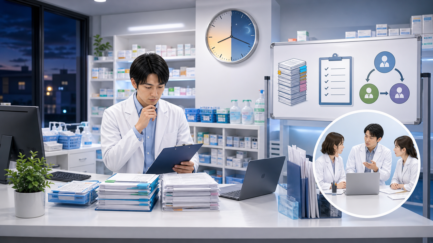 薬局の残業が減らない原因を業務量、終業後タスク、相談基準の3点で確認するサムネイル画像