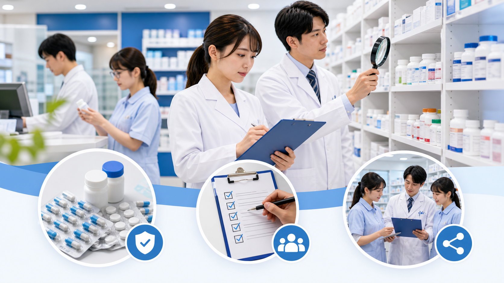 薬局で安全性情報が自店舗の在庫や採用品に関係するか確認するイメージ