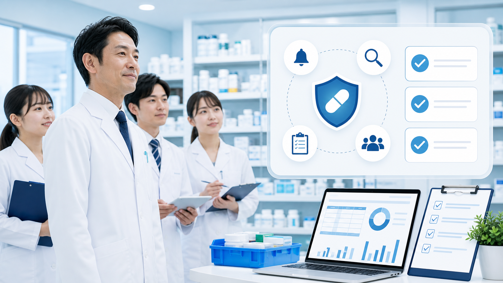 薬局で安全性情報を公式情報、店舗影響、スタッフ共有で整理するまとめ画像
