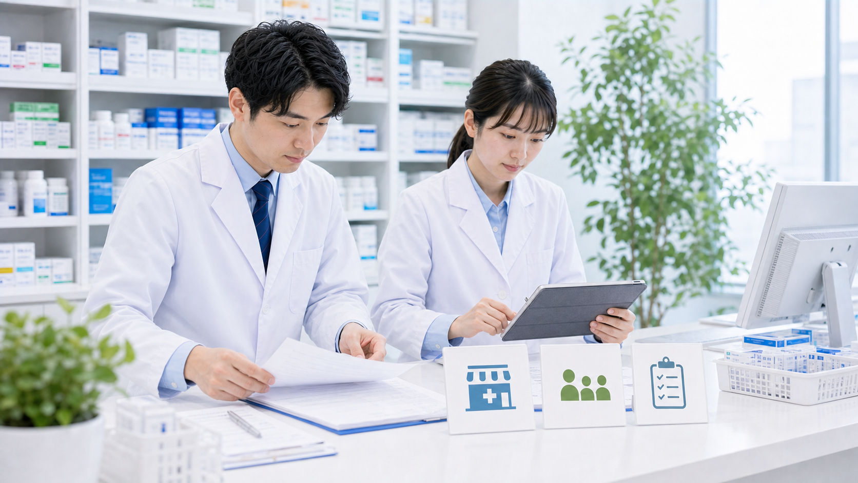 薬剤師が店舗規模や担当範囲を職務経歴書向けに記録している画像