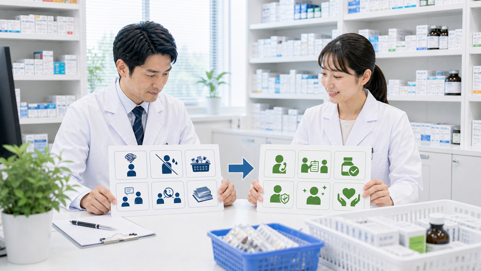 薬剤師が現場の業務経験を職務経歴書で伝わる改善行動へ変換している画像