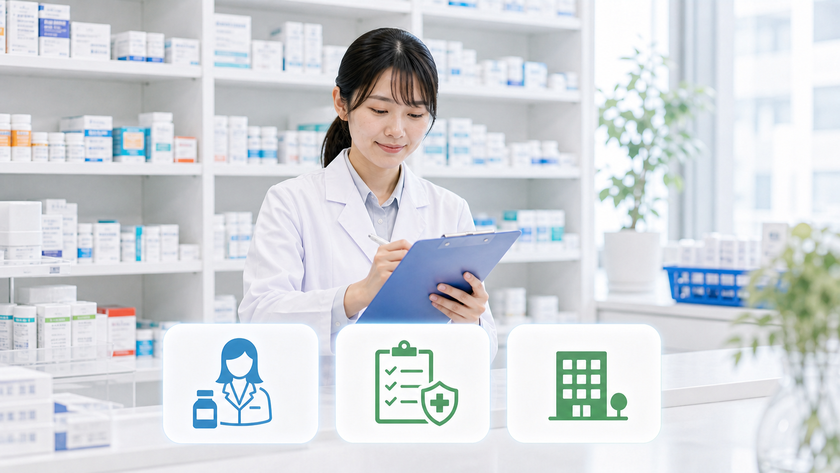 薬剤師が市場価値確認の3軸をまとめてチェックしている画像