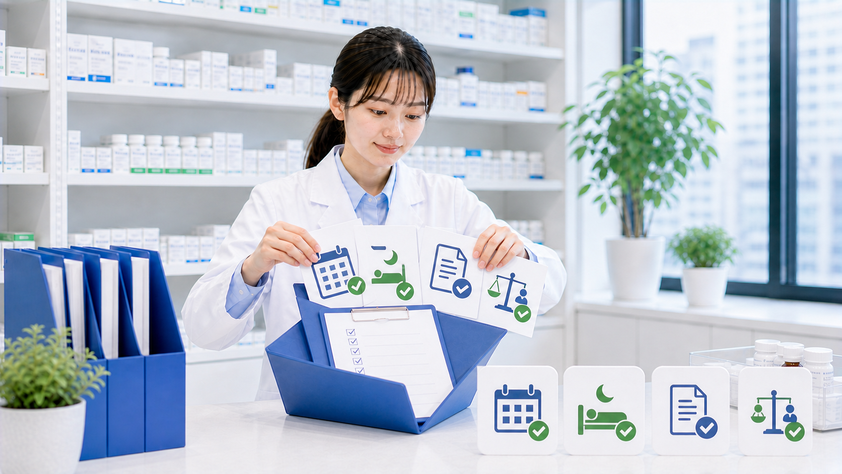 薬剤師が年間休日と労働条件通知書を整理して判断しているまとめ画像
