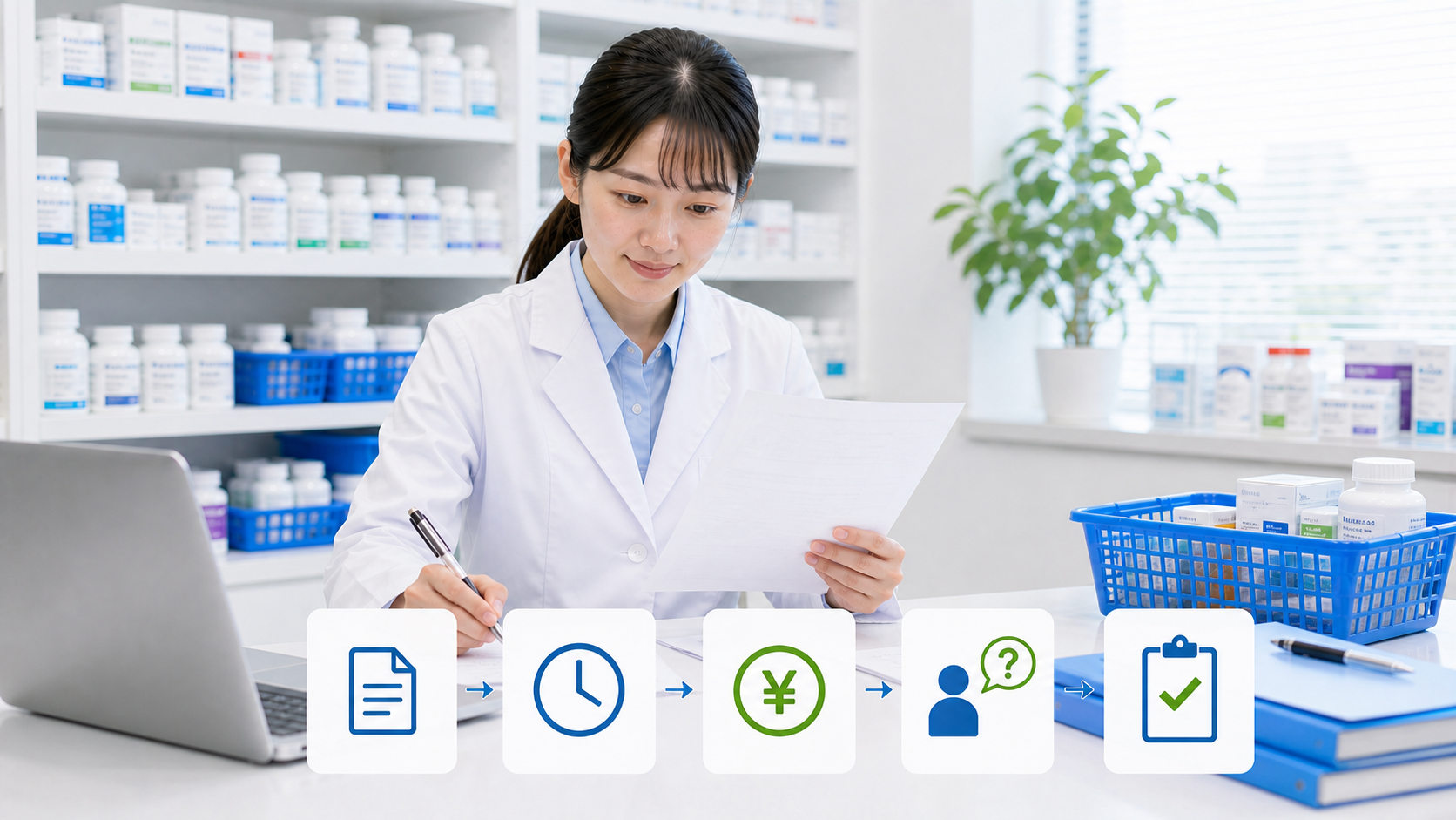 薬剤師が固定残業代を求人票から質問記録まで5ステップで確認している画像