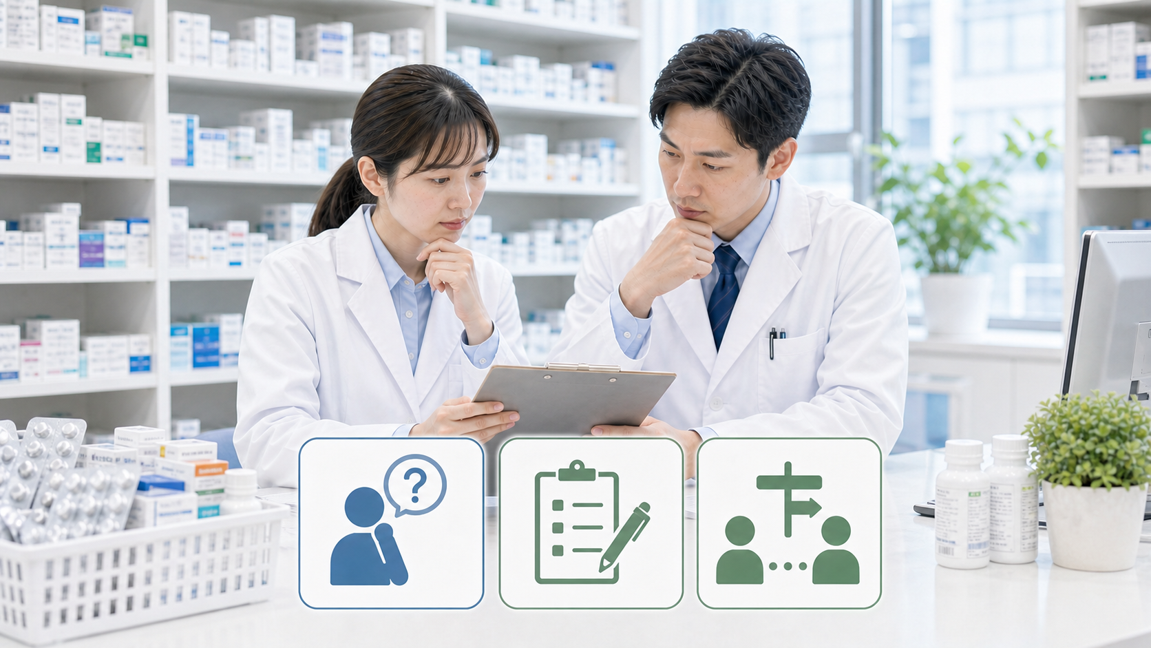 薬剤師が転職しない方がいいケースを3つのカードで確認しているサムネイル画像