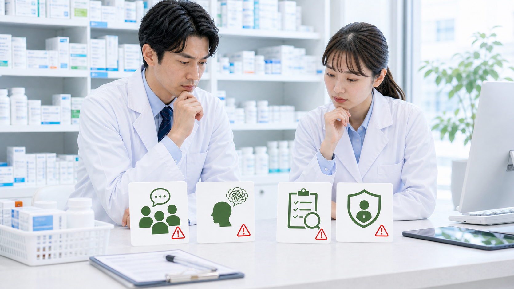 薬剤師が求人票だけで転職判断しないよう注意点を確認している画像