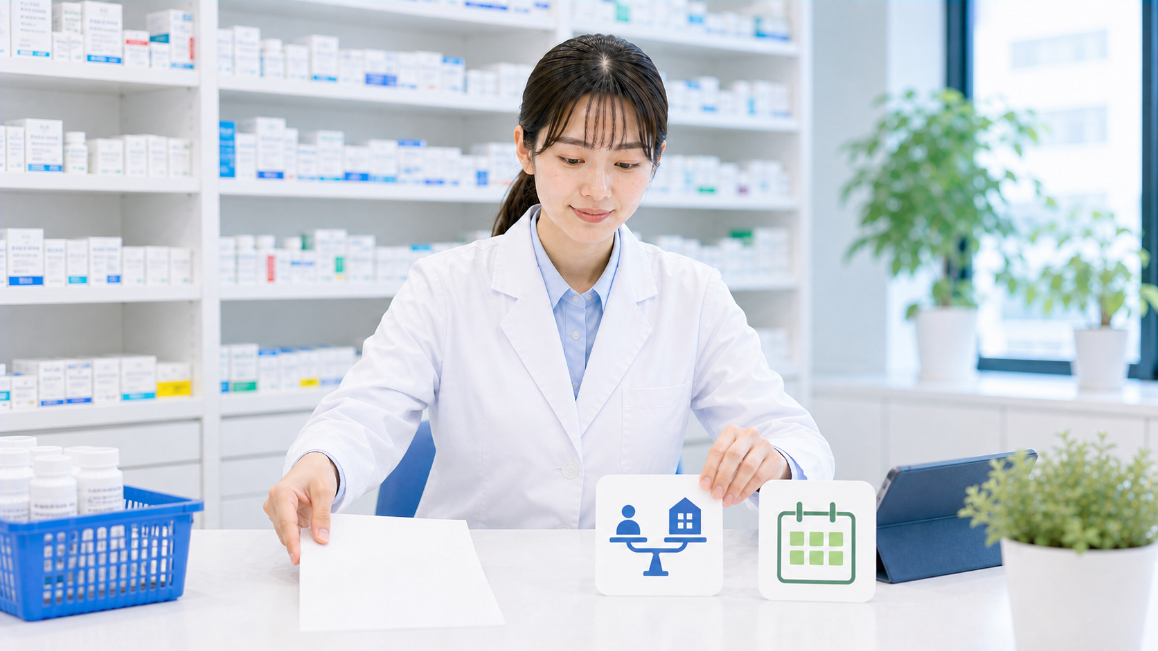 薬剤師が内定承諾前の確認を終えて落ち着いて判断しているまとめ画像