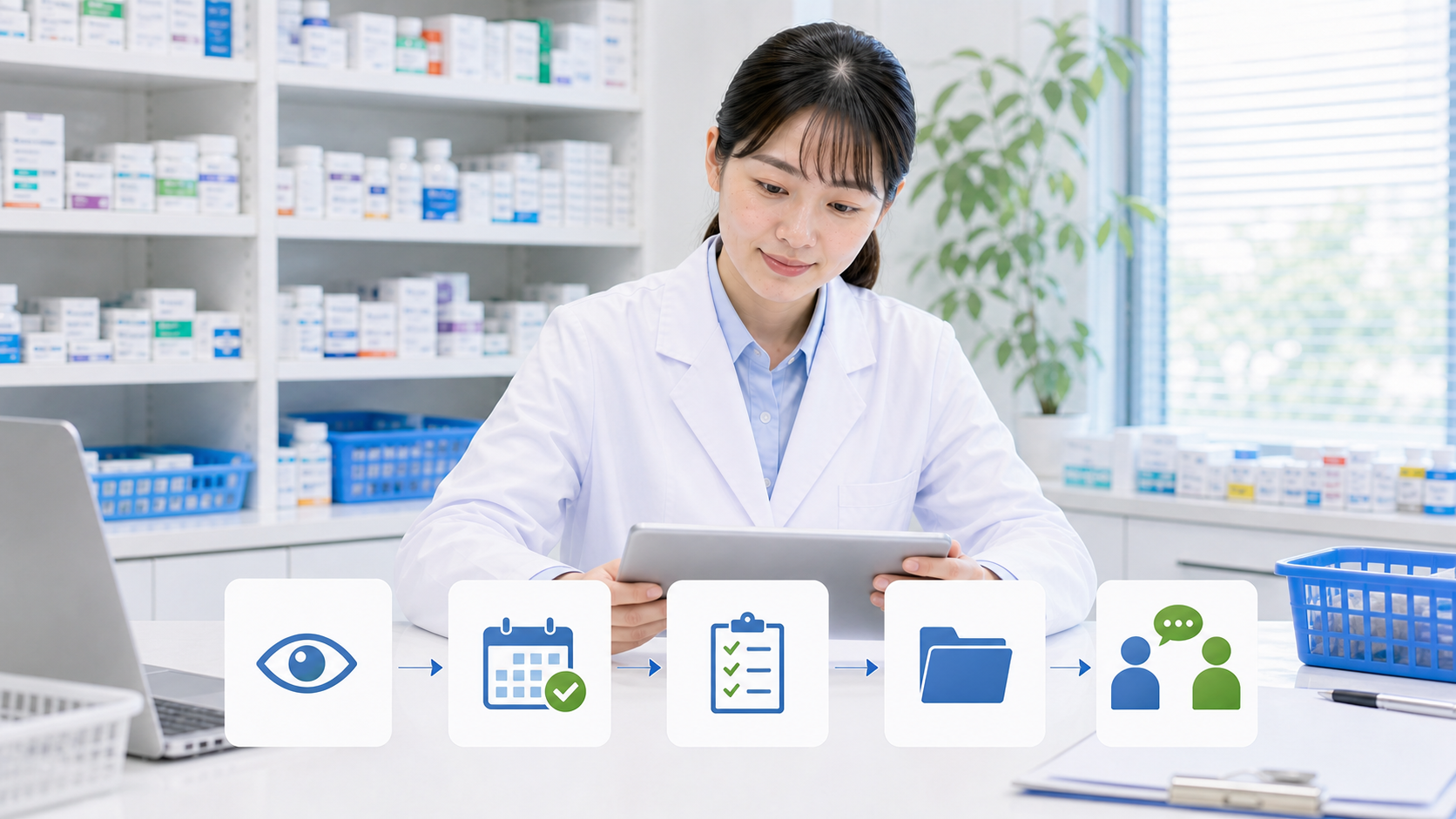 薬剤師が退職を伝える前に条件確認から会話準備まで5ステップで進めている画像
