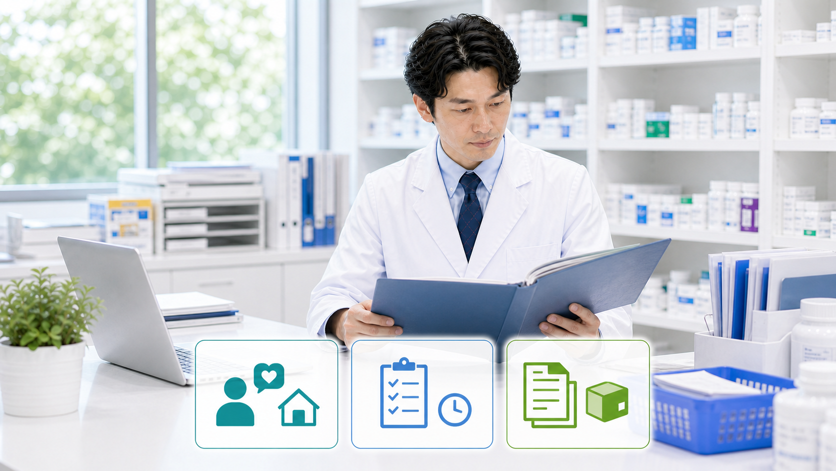 薬剤師が退職前の引き継ぎ全体像を整理している画像
