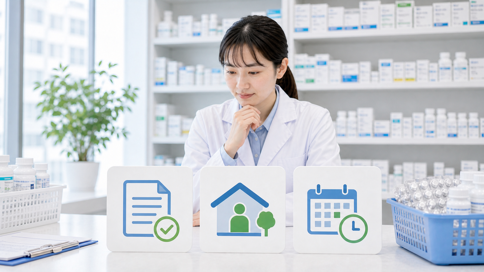 薬剤師が引き止め後に3つの判断軸を比較している画像