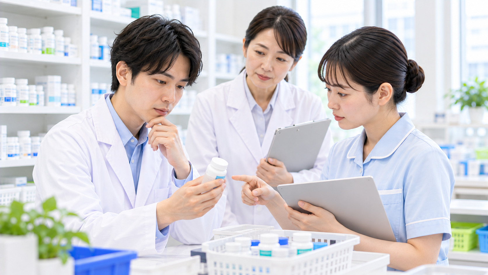 薬局スタッフが確認できない事項を相談している画像