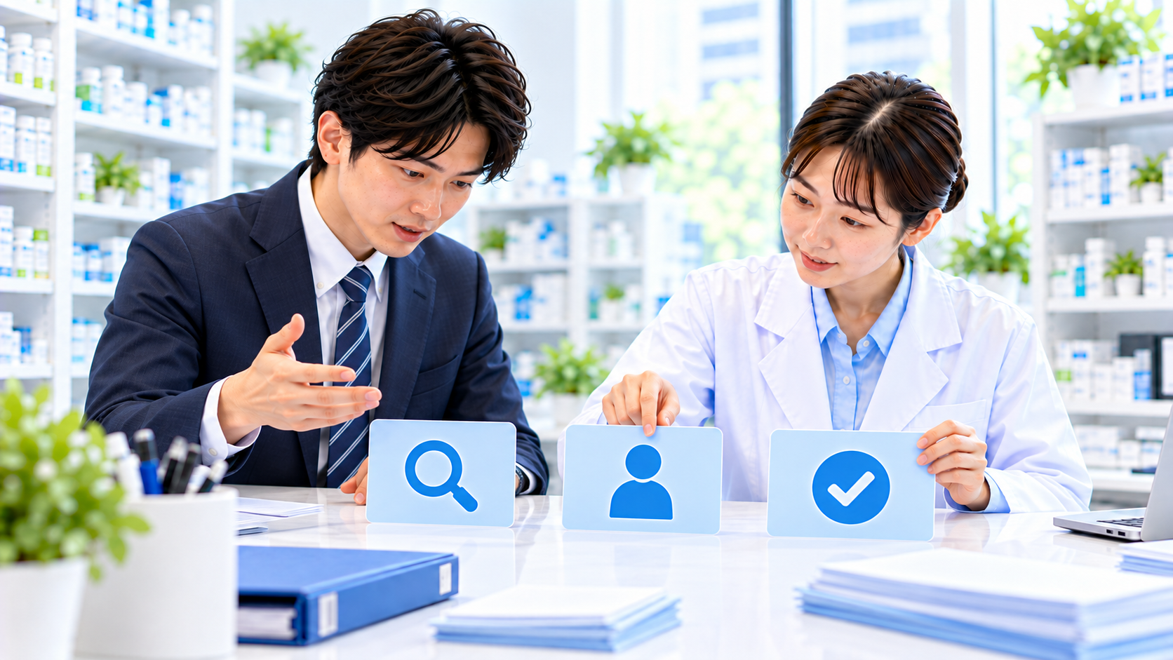 応募者の担当範囲と周囲の支援を分けて聞く採用面接のイメージ